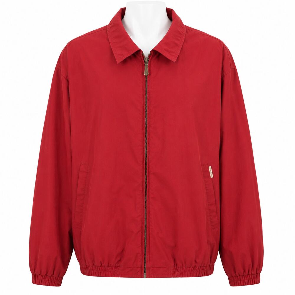 London Fog Mens Red Full Zip Windbreaker Jacket Lightweight Casual XL Golf Coat